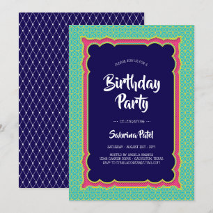 Convite Padrões Índia Festa de aniversário 2