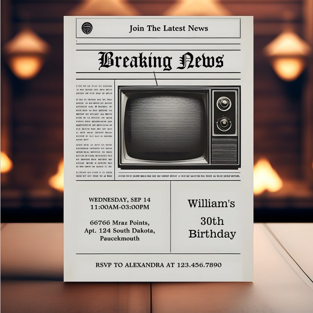 Convite Paga o velho Retro Homens Adultos aniversário de 3 (Criador carregado)