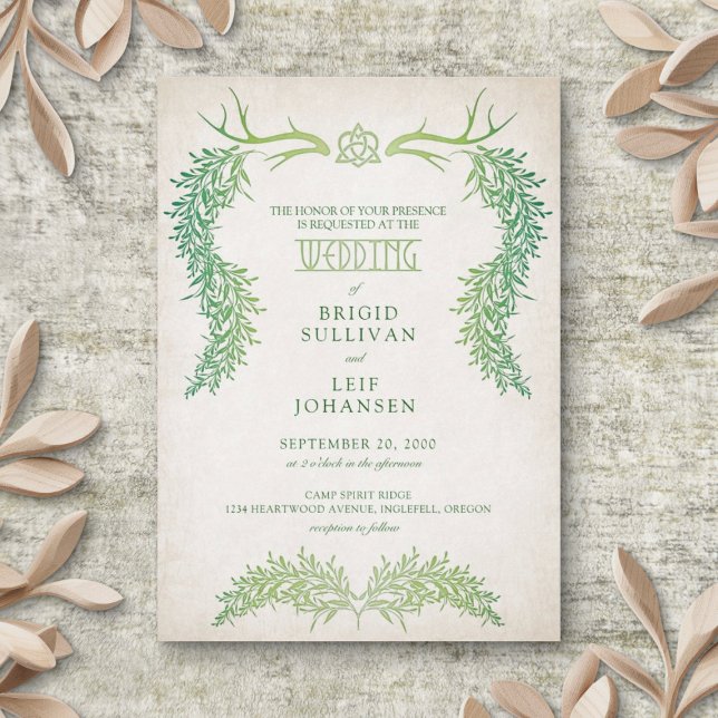 Convite Pagan Celtic Foliage Wedding (Criador carregado)