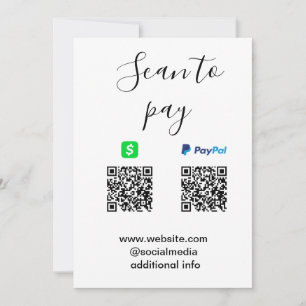 Convite Pagar Paypal Cashapp scanear para pagar QR adicion