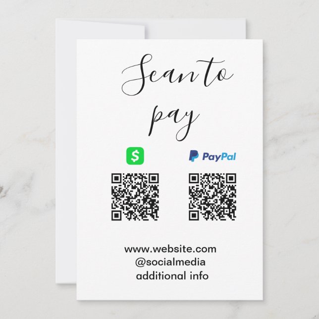 Convite Pagar Paypal Cashapp scanear para pagar QR adicion (Frente)