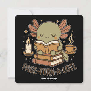 Convite Page-Turn-a-Lotl Axolote Leitor Fofo de Livro Aco