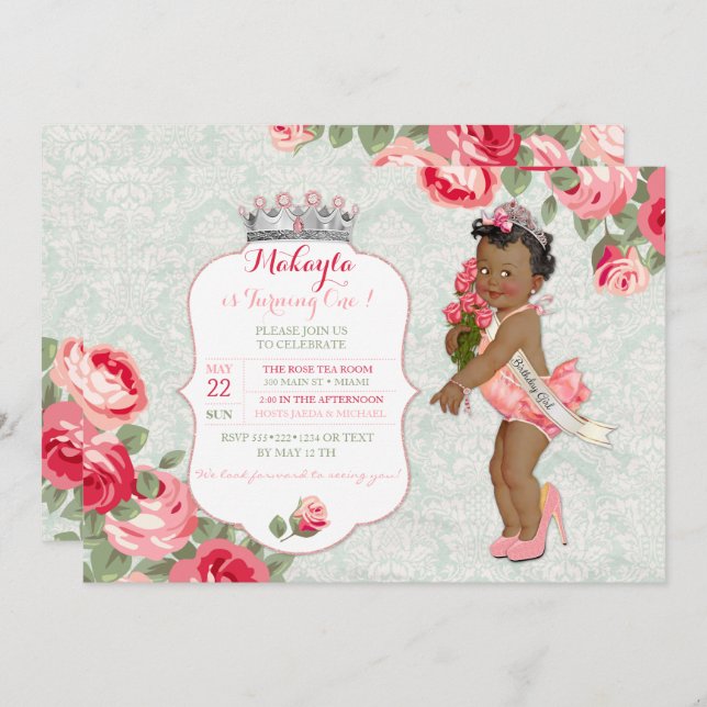 Convite Pageant Princesa Bebê (Frente/Verso)