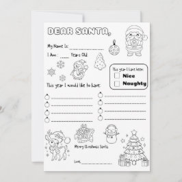 Convite Página para Colorir Carta para o Papai Noel