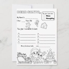 Convite Página para colorir carta para o Papai Noel