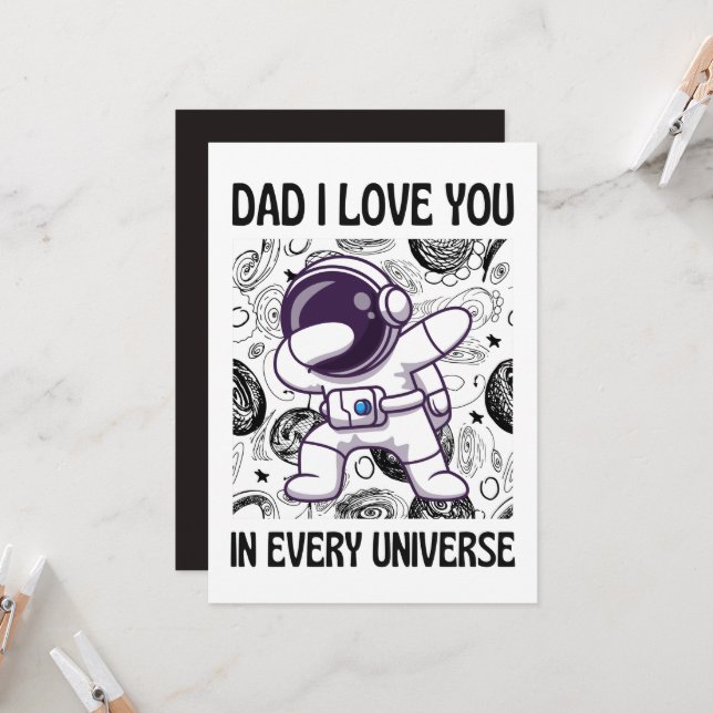 Convite Pai eu te amo em cada universo Astronauta Dabbing (Frente/Verso In Situ)