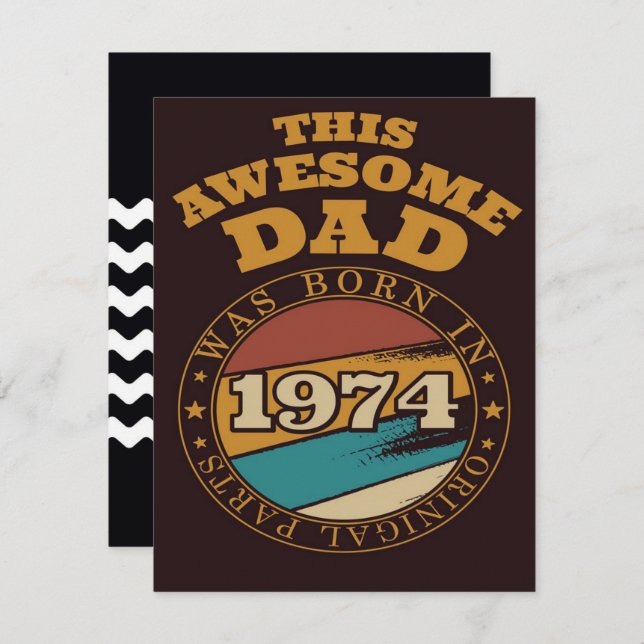 Convite Pai fantástico presente Idea 1974| presente de ani (Frente/Verso)