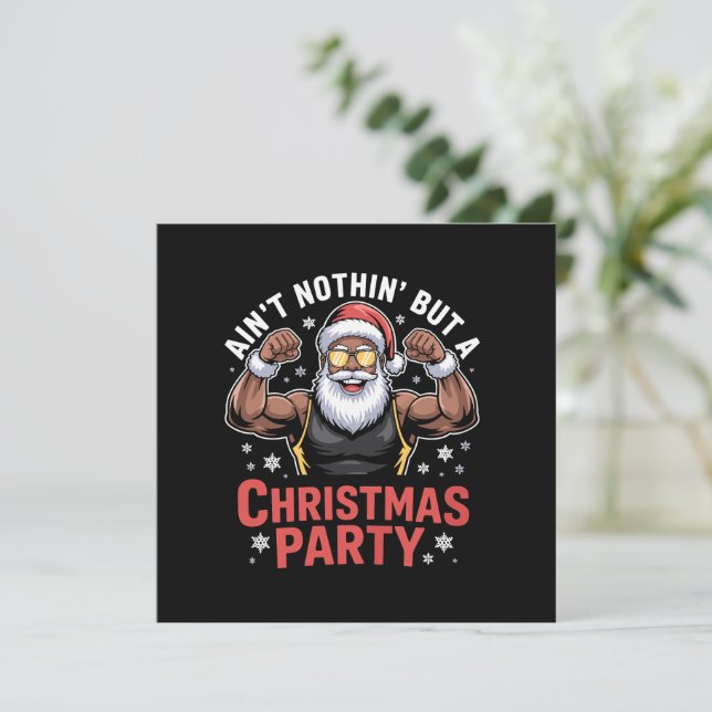 Convite Pai Natal Afro-Americano de Natal Pijama (Em pé/Frente)