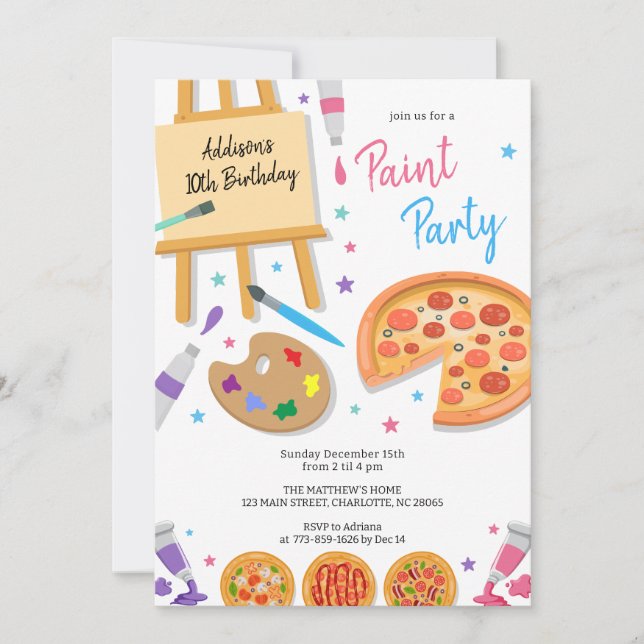 Convite Paint Party Art Birthday Invitation (Frente)