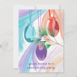 Convite Paint Pouring Party Invitations for Christmas