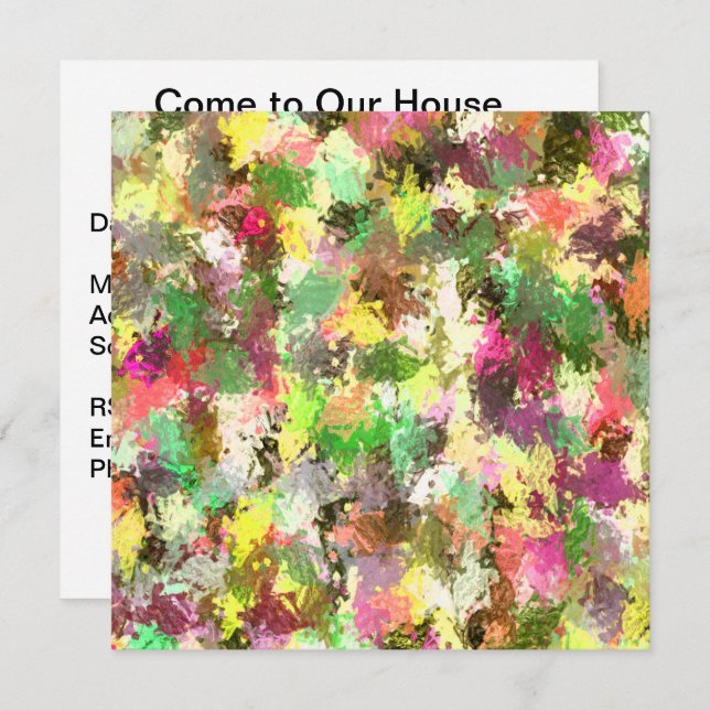 Convite Paint Splatter Art Autumn Deixa O Aquecimento Domé (Frente/Verso)