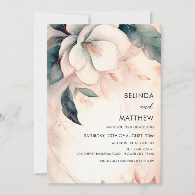 Convite Painted 3D Faux Relief Flower (Frente)