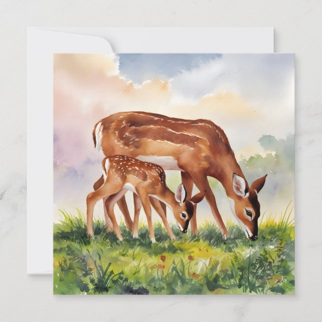 Convite Painted Deer Mom and Baby (Frente)