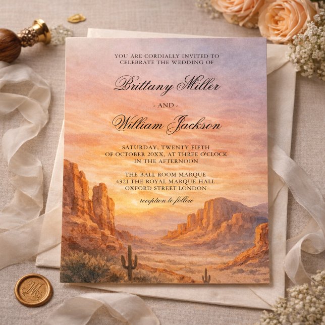Convite Painted Desert Landscape Wedding Invitation (Criador carregado)