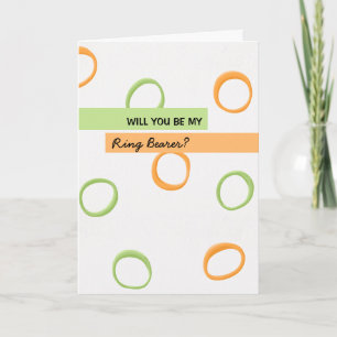 Convite Painted Retro Circles green Be My Ring Bearer