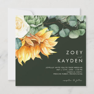 Convite País buquê de girassol Casamento na Praça Ver