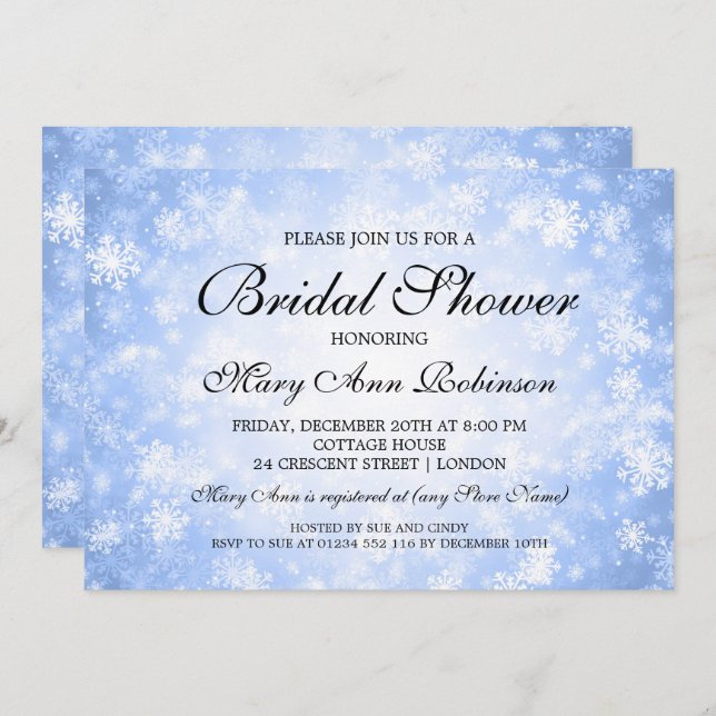 Convite País das maravilhas azul do inverno do chá de (Frente/Verso)