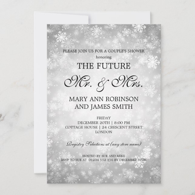 Convite País das maravilhas do inverno do Sr. Sra. Casal (Frente)