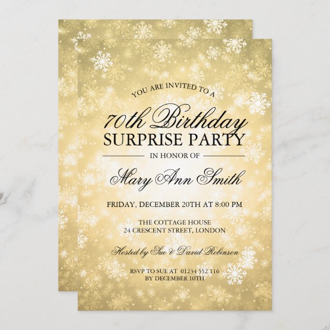 Convite país das maravilhas Dourado do inverno do (Frente/Verso)