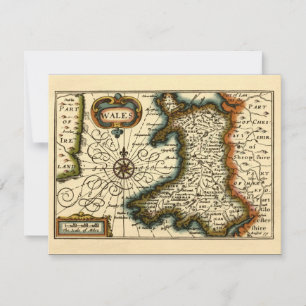 Convite País de Gales - Mapa histórico do século XVII d