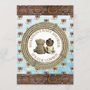 Convite País do menino do vaqueiro de Lil e chá de fraldas