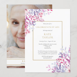 Convite País Floral Foto Funeral Celebração da Vida