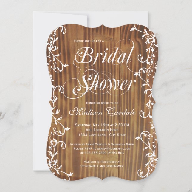 Convite País Insuga Chá de panela De Madeira Rústica Convi (Frente)