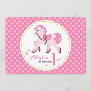 Convite País Ocidental Bolinhas Aniversário de Pônei