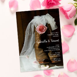 Convite País Rosa Boot Janto de ensaio ocidental