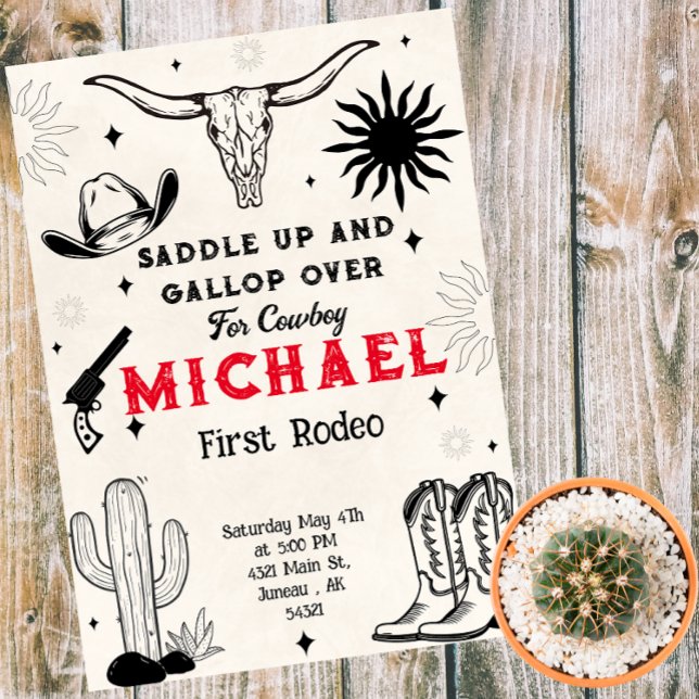 Convite País Selvagem de Cowboy Ocidental (Criador carregado)