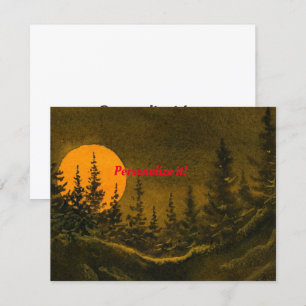 Convite Paisagem da noite do país; caçador ou lua cheia