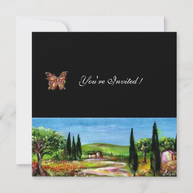 Convite PAISAGEM DA TOSCANA 5,amarelo verde preto (Frente)