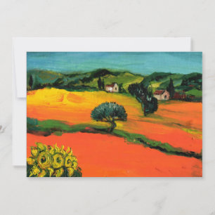 Convite PAISAGEM DA TOSCANA, azul verde amarelo laranja