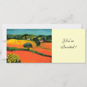 Convite PAISAGEM DA TOSCANA, azul verde amarelo laranja