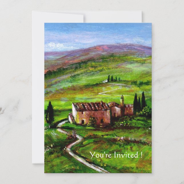 CONVITE PAISAGEM DA TOSCANA COM COLINAS VERDES (Frente)