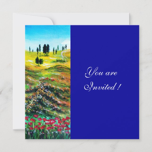 Convite PAISAGEM DA TOSCANA COM PAPOULAS ,azul (Frente)