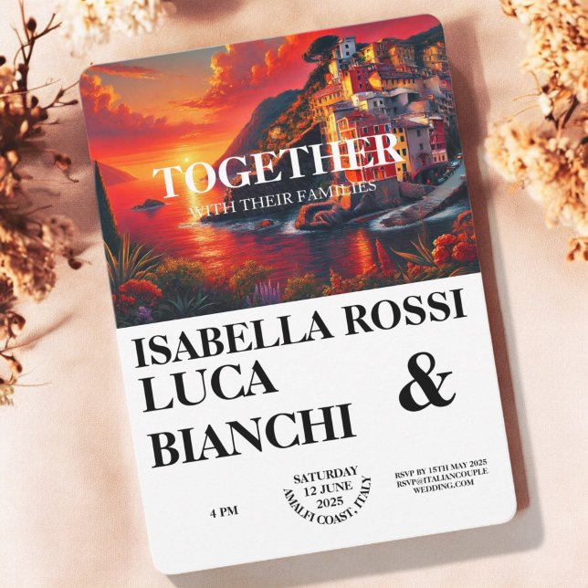 Convite Paisagem de Aquarelas Costeiras do Sol Italiano (Criador carregado)