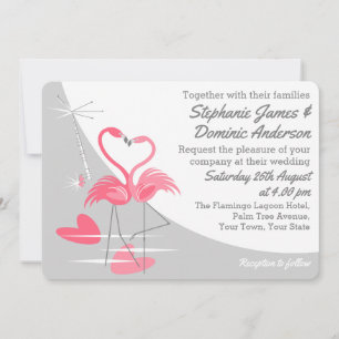 Convite Paisagem de casamento de Flamingo Love