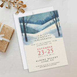 Convite Paisagem de Inverno Azul Corporativo Elegante em A