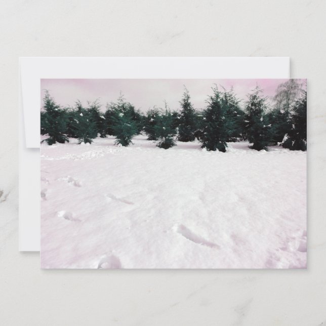 Convite Paisagem de inverno com larícios na neve  (Frente)