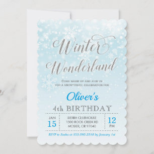 Convite Paisagem de Inverno Floco de Neve Azul Aniversário