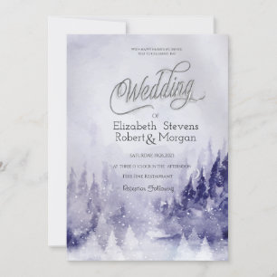 Convite Paisagem de Inverno Violeta Casamento na Neve