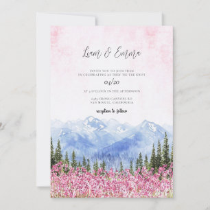Convite Paisagem de Montanhas e Flores Silvestres Casament