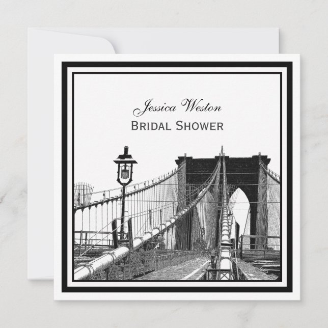 Convite Paisagem de NYC Ponte de Brooklyn #2 SQ Chá de Noi (Frente)
