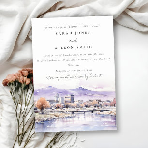 Convite Paisagem em Aquarela de Casamento em Boise, Idaho,