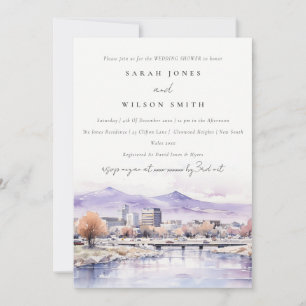 Convite Paisagem em Aquarela de Casamento em Boise, Idaho,