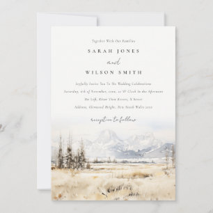 Convite Paisagem em Aquarela de Casamento em Jackson Hole