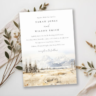 Convite Paisagem em Aquarela de Casamento em Jackson Hole