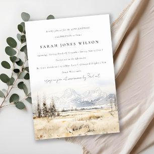 Convite Paisagem em Aquarela de Jackson Hole Wyoming para