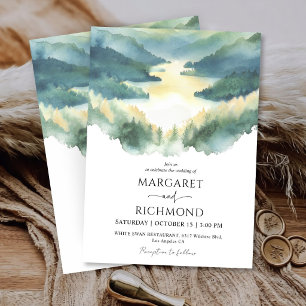 Convite Paisagem Florestal Montanhosa Casamento Rústico Ne